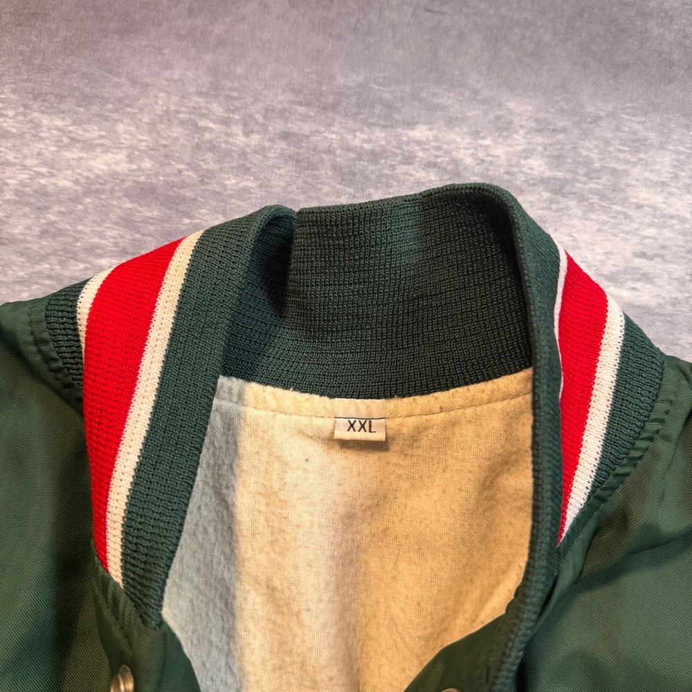 VTG 90s Arsenal Technical High School Varsity Jacket XXL Green Nylon Bomber IN - Picture 4 of 8